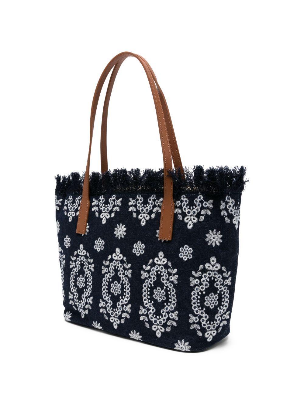 Borsa tote in denim con bordi sfrangiati<BR/> CBMF001 01773L MC2 SAINT BARTH 