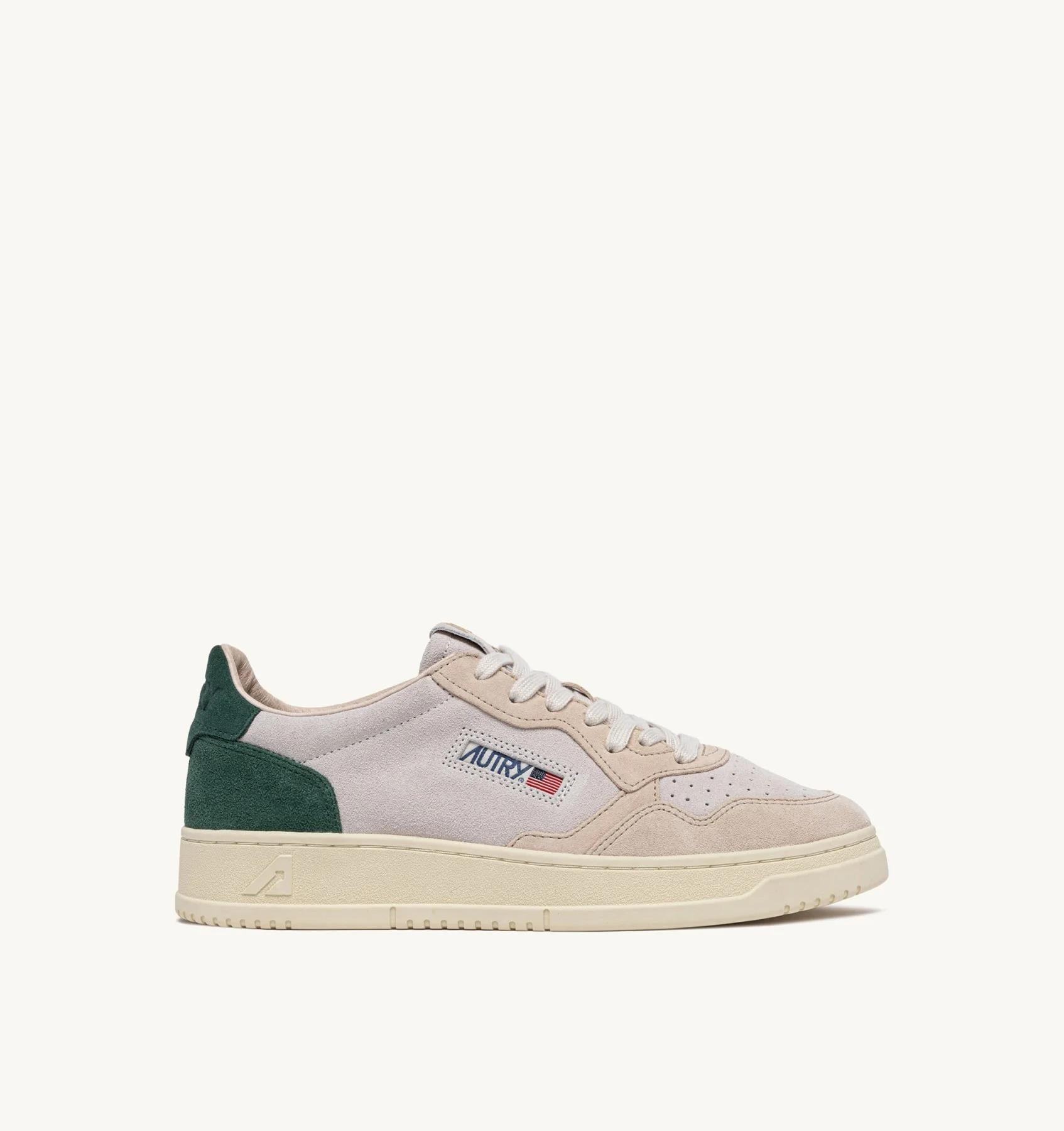 SNEAKERS MEDALIST LOW TRICOLOR IN SUEDE SAND E VERDE<BR/> AULM TS19 AUTRY ACTION SHOES 