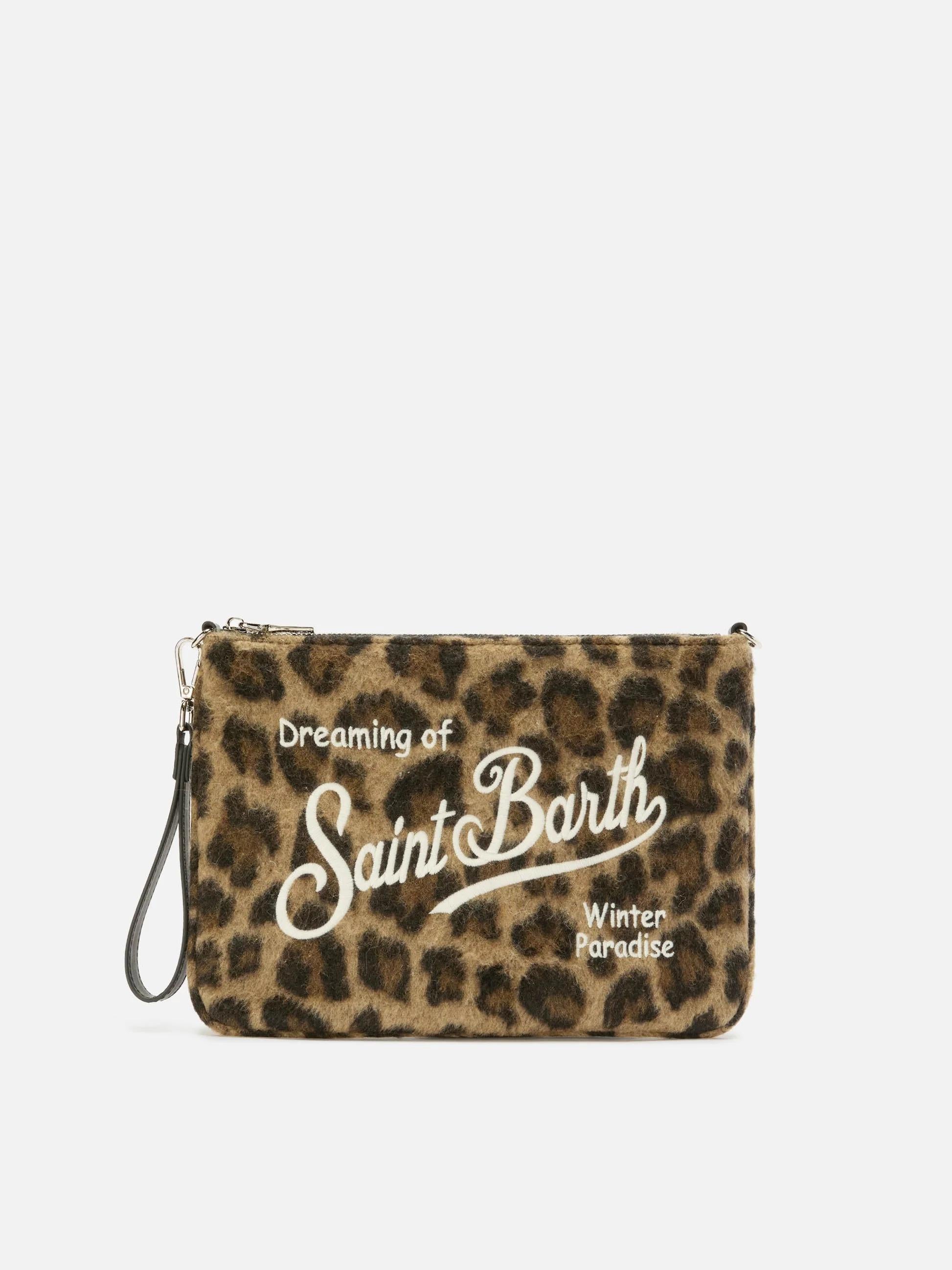 Borsa crossbody Parisienne Felt in misto lana leopardata PAR0025 00223I MC2 SAINT BARTH 