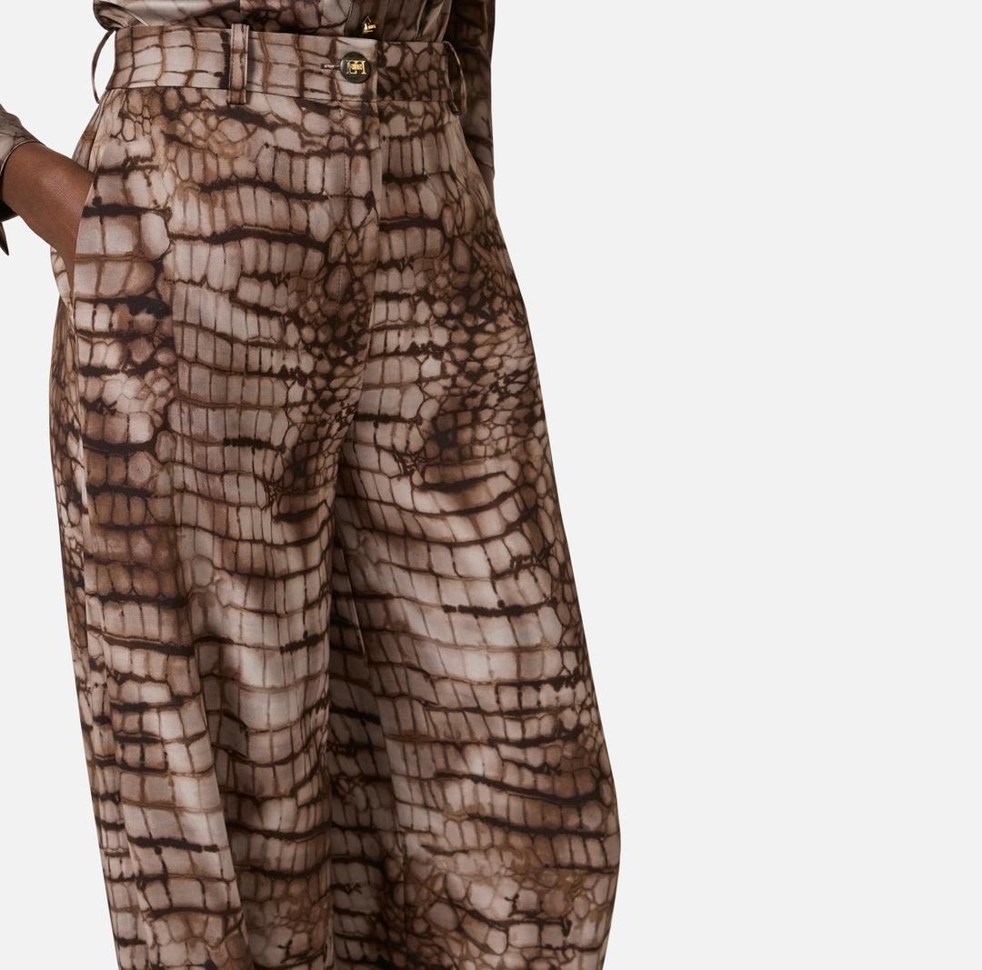 Pantaloni in jersey leggero con stampa alligatore PA16261E2 644 ELISABETTA FRANCHI 