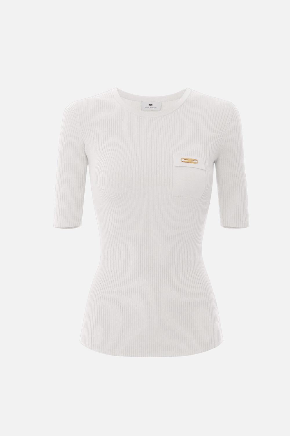 Maglia a costine con taschino MK10B56E2 360 ELISABETTA FRANCHI 