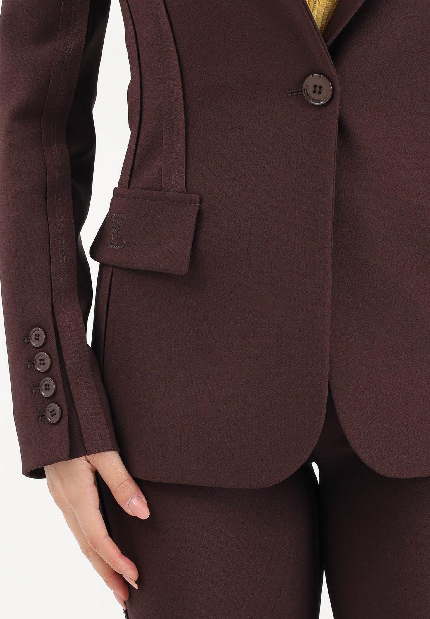 Giacca in doppio crêpe stretch con motivi a taglio vivo GI21661E2 644 ELISABETTA FRANCHI 