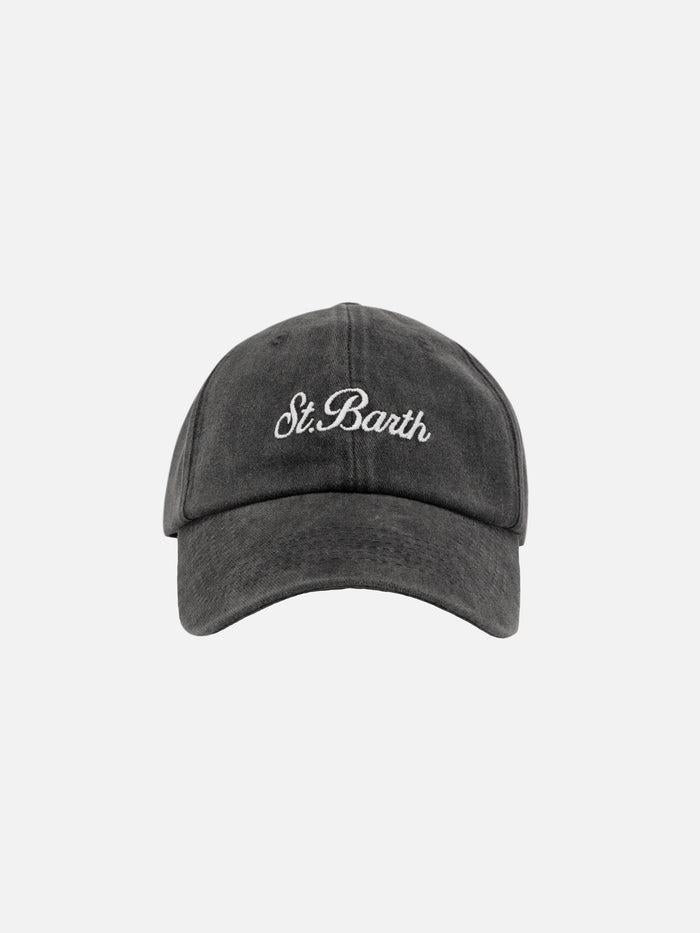 Cappellino Davis in denim nero con ricamo Saint Barth