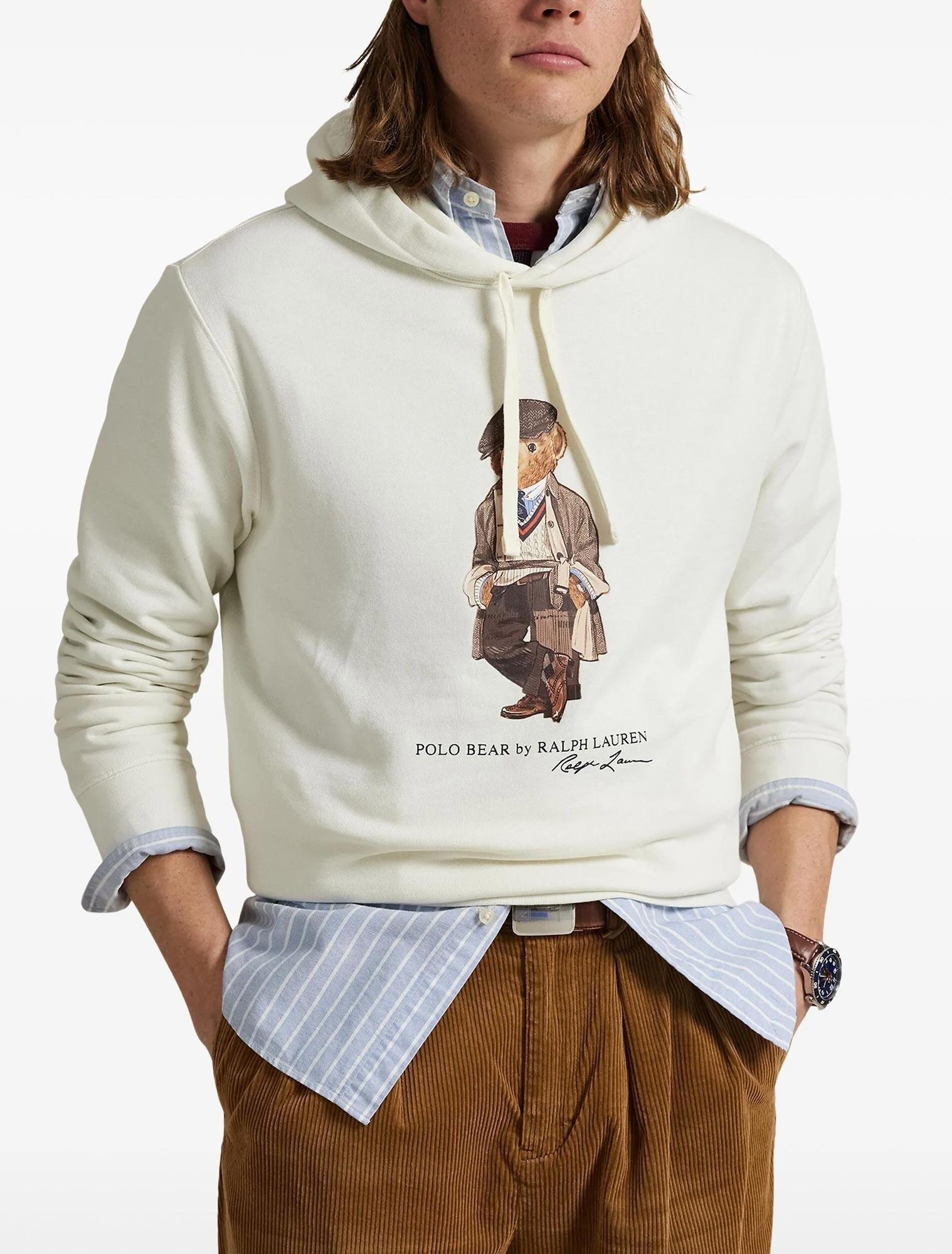 Felpa in misto cotone con cappuccio e stampa Polo Bear 710980306 001 RALPH LAUREN 