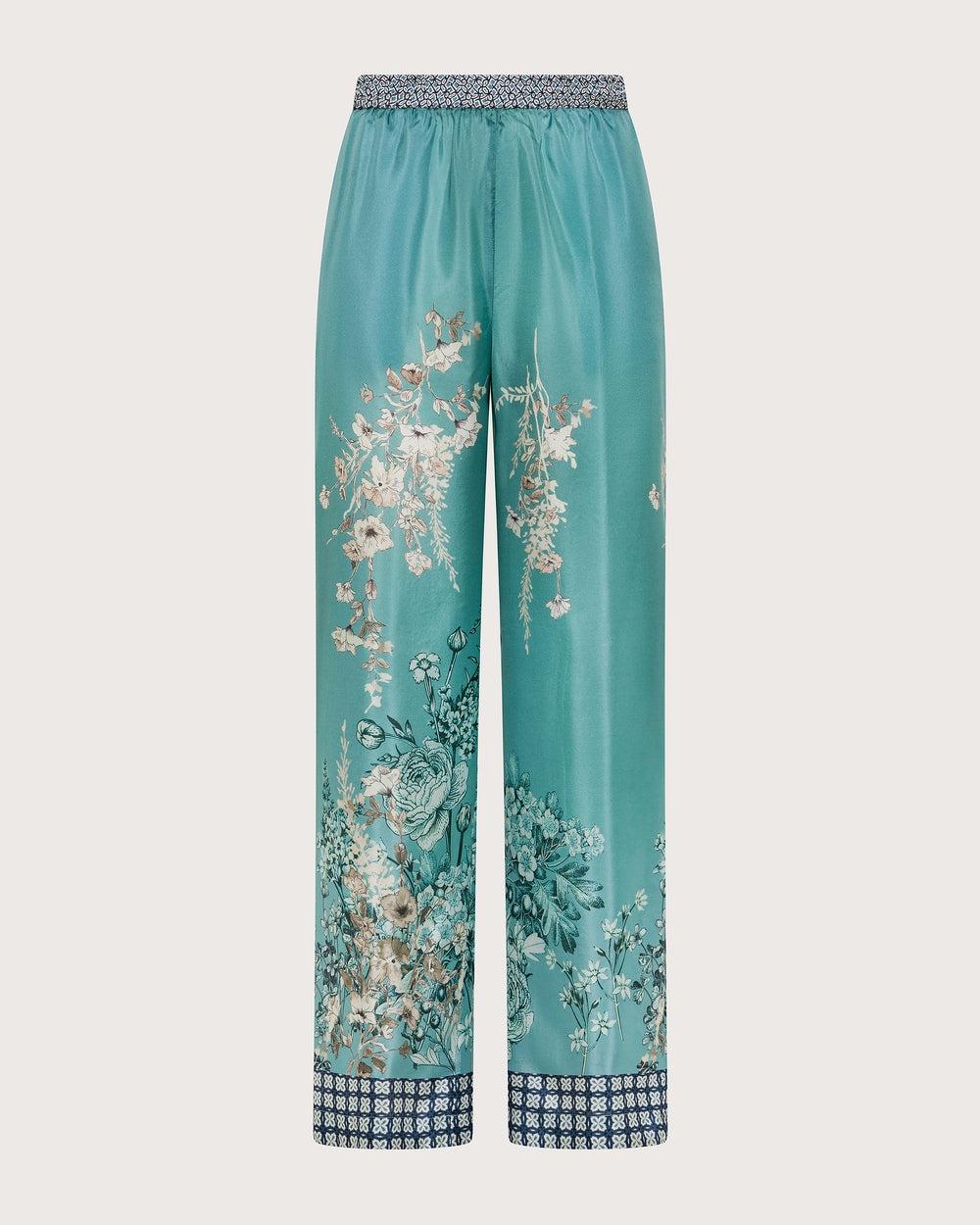 Ampio pantalone elasticato in seta stampata<BR/> PT1356410137 834 SEVENTY 