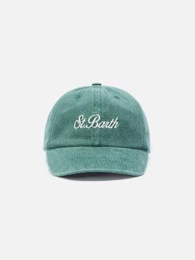 Cappellino Davis con visiera in cotone verde con logo ricamato<BR/> DAS0004 08157L MC2 SAINT BARTH 