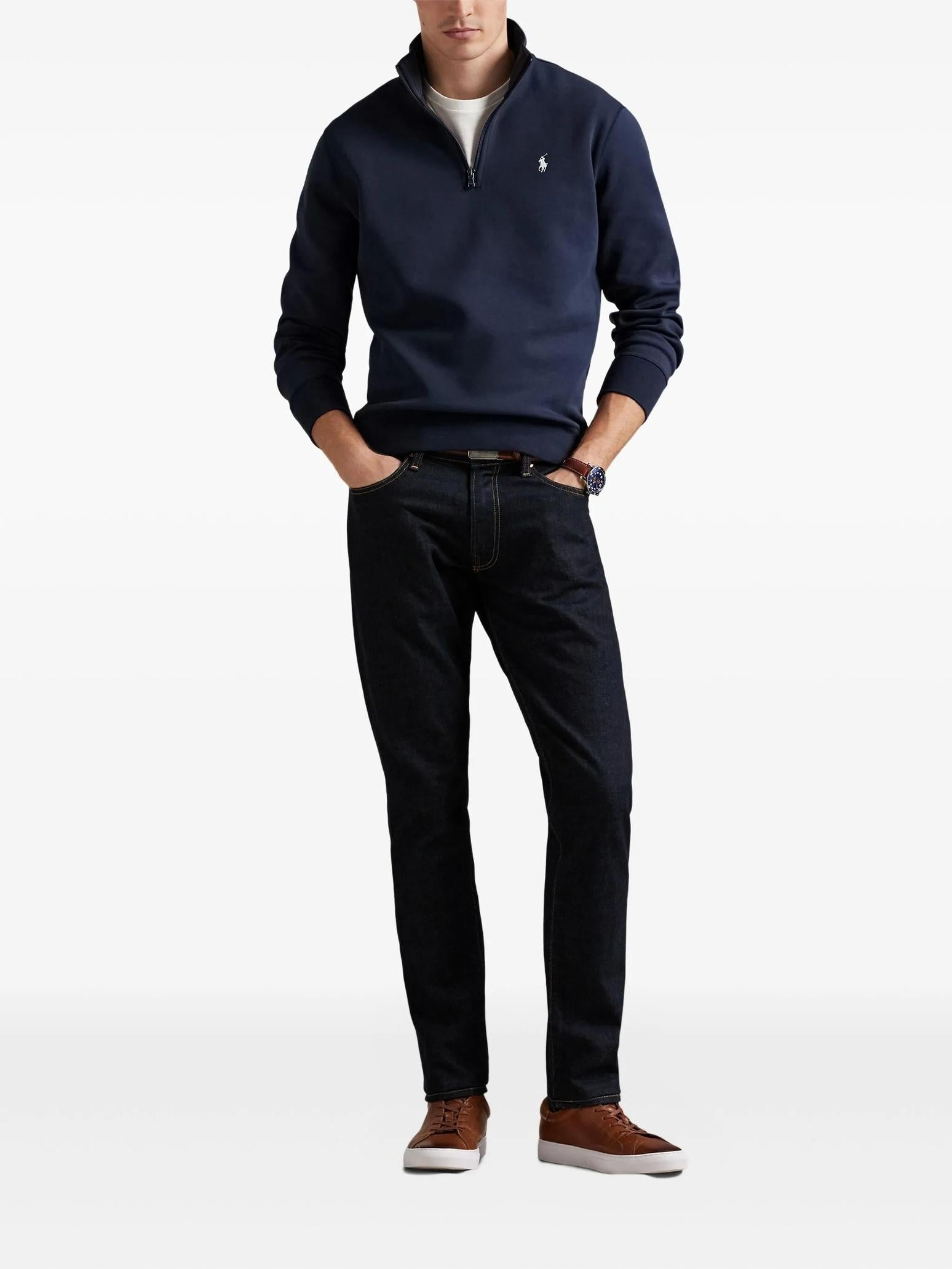 Felpa in cotone a mezza zip 710P06234 002 RALPH LAUREN 