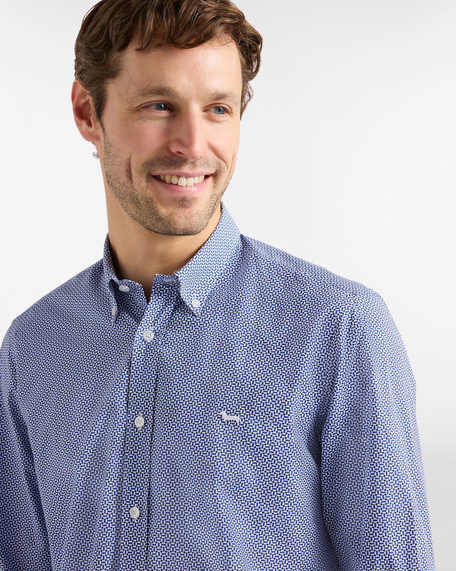 Camicia micro stampa regular fit<BR/> CRQ026013814M 844 HARMONT & BLAINE 