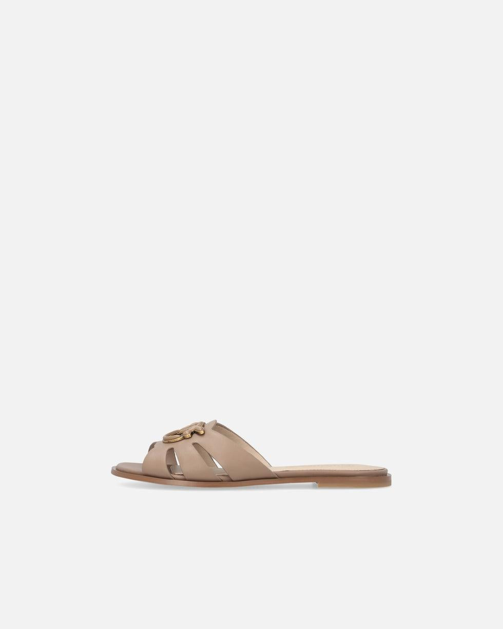Ciabattine in pelle con logo Love Birds<BR/> SD0463P001 L15 PINKO 