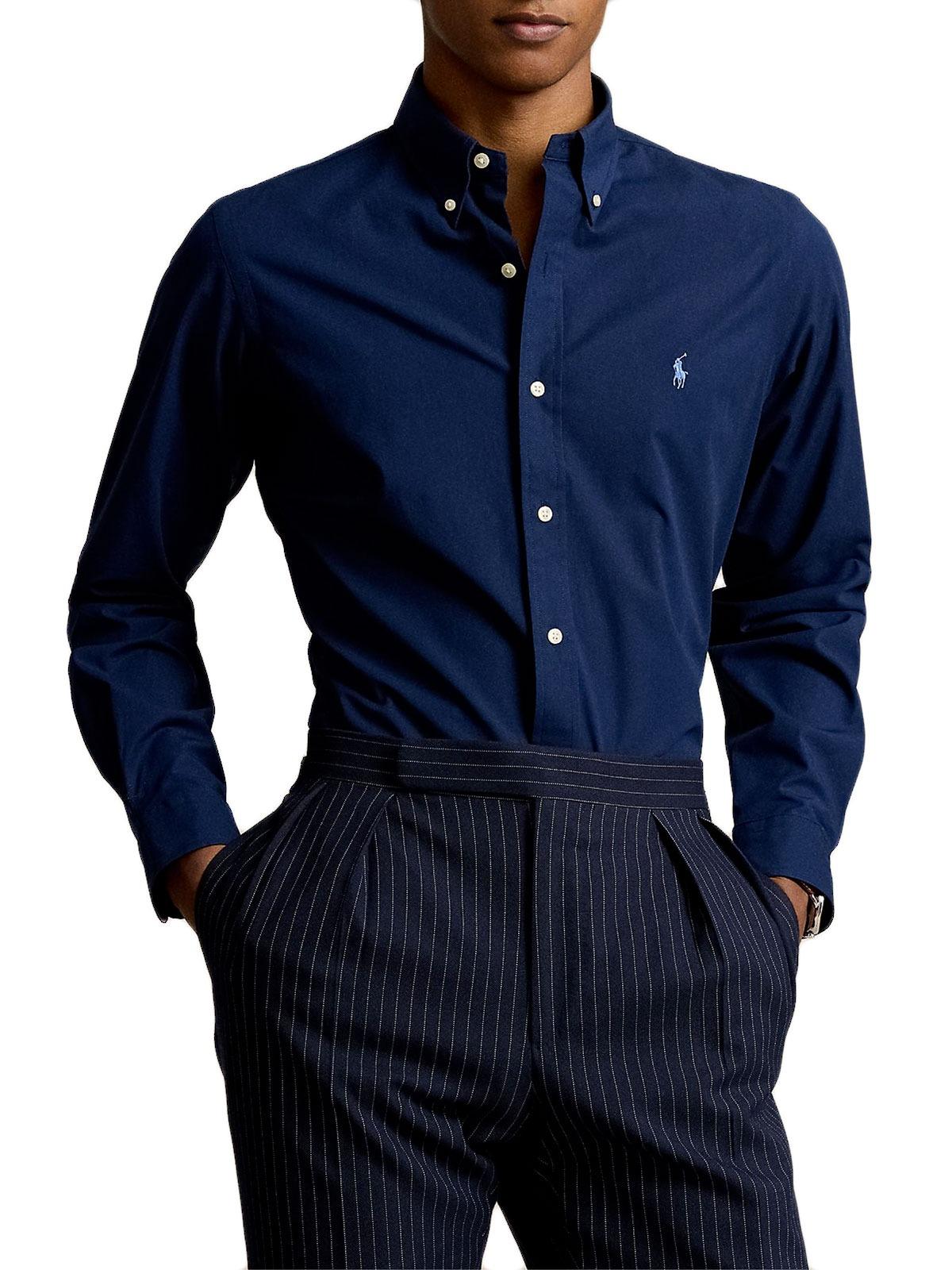 Camicia uomo in cotone blu