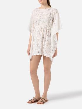 Kaftano corto Iria in tessuto sangallo bianco<BR/> IRI0001 01444L MC2 SAINT BARTH 