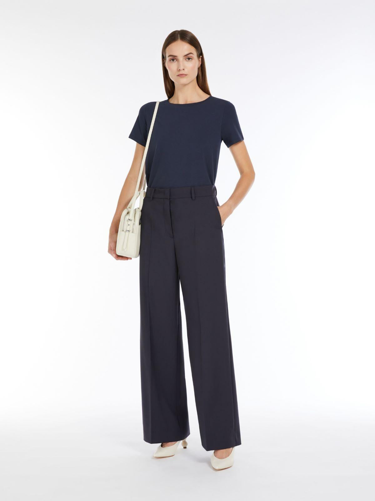 Pantalone donna a palazzo in tela di lana VISIVO 001 WEEKEND 