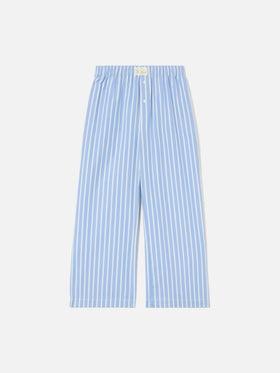 Pantaloni Doha in popeline a righe azzurre<BR/> DOH0001 01082L MC2 SAINT BARTH 