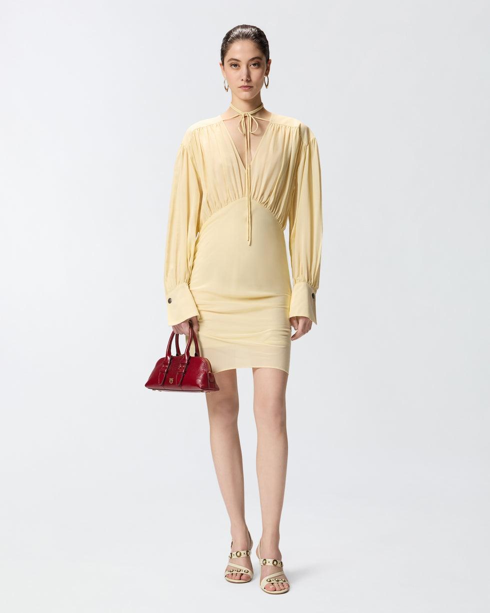 Mini abito a maniche lunghe e drappeggiato apricena 106896A3B2 C19 PINKO 