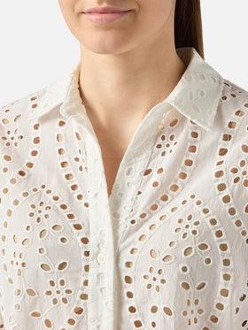 Camicia Cristal in cotone sangallo bianco<BR/> CYS0001 01000L MC2 SAINT BARTH 