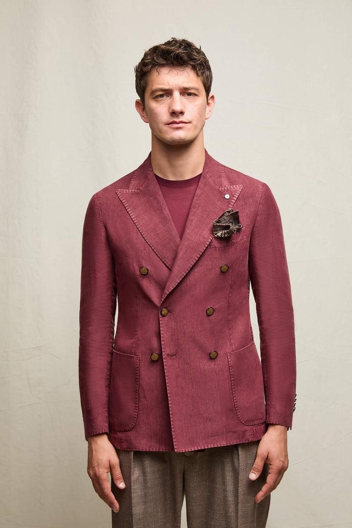 Giacca TOM tinto capo in lino borgogna<BR/> 2806 65165/1 LUBIAM 