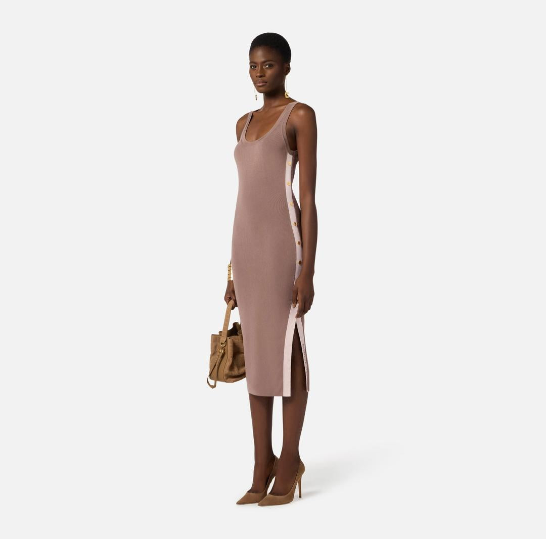 Abito in maglia con bande in viscosa lucida AM03S61E2 727 ELISABETTA FRANCHI 
