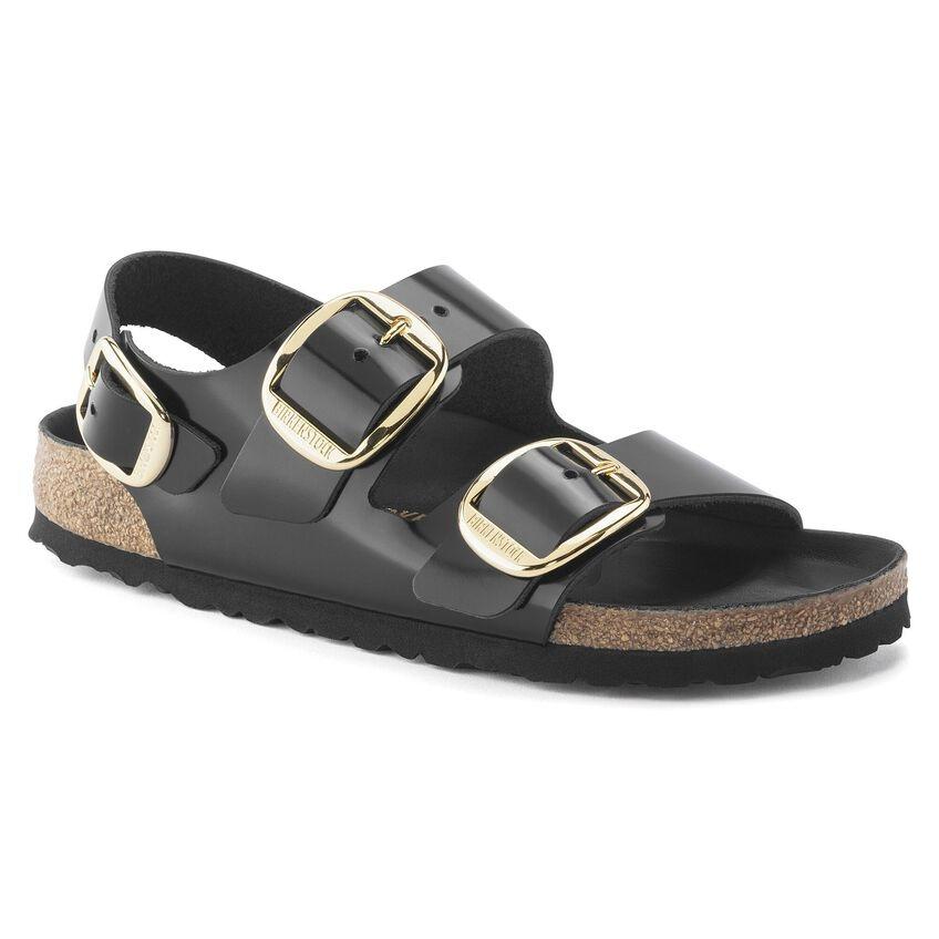 Sandalo in pelle naturale laccata Milano 1024211MILANO BLACK BIRKENSTOCK 