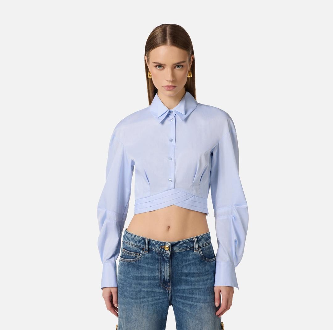 Camicia in popeline di cotone con fascione CA12161E2 019 ELISABETTA FRANCHI 