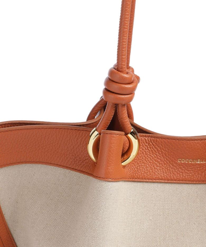 Finn Canvas Borsa hobo tela, pelle di vacchetta grana natural/crab<BR/><BR/> E1U06110201 822 COCCINELLE 