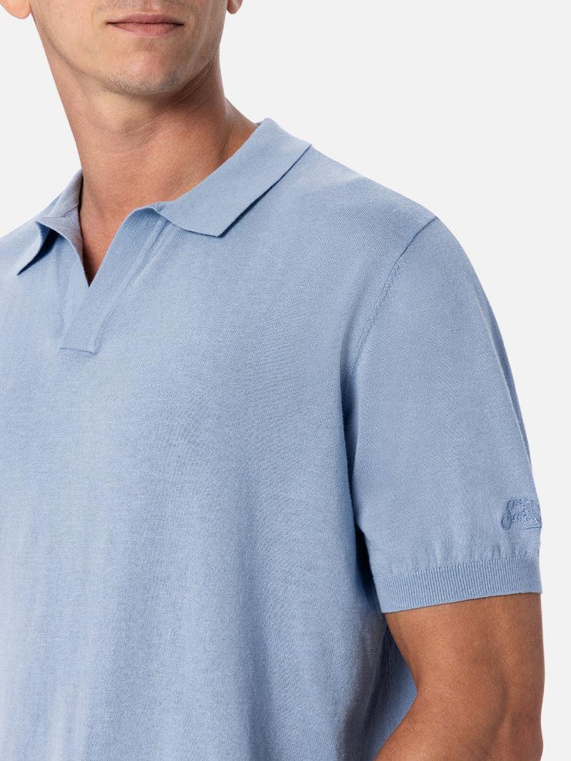 Polo da uomo in maglia azzurra Sloan SLO0001 00110H MC2 SAINT BARTH 