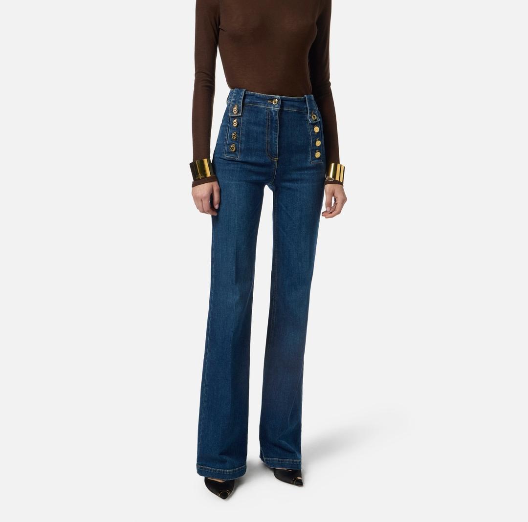 Jeans a palazzo con bottoni PJ02D56E2 104 ELISABETTA FRANCHI 