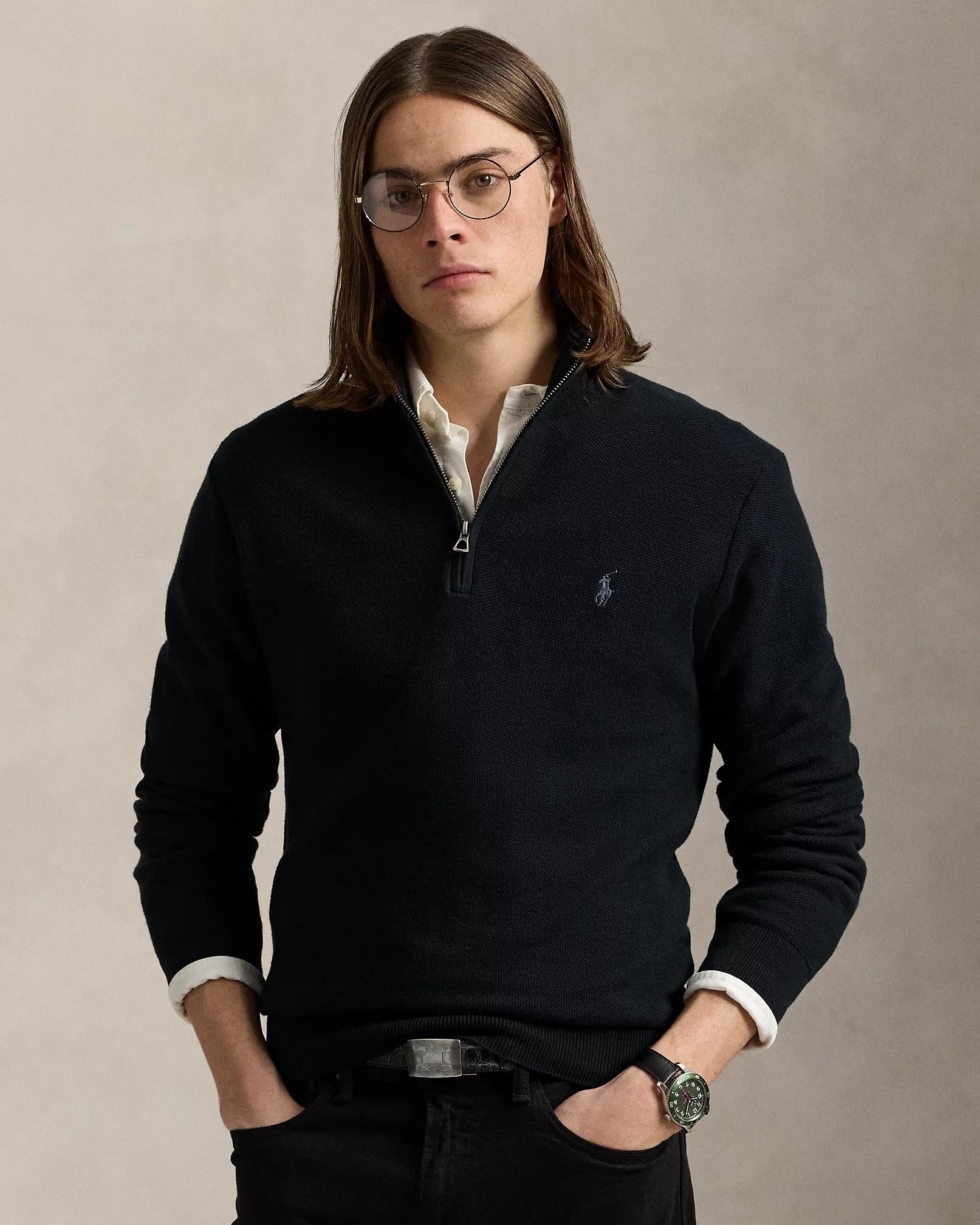 Maglia in piqué di cotone con mezza zip 710932304 505 RALPH LAUREN 