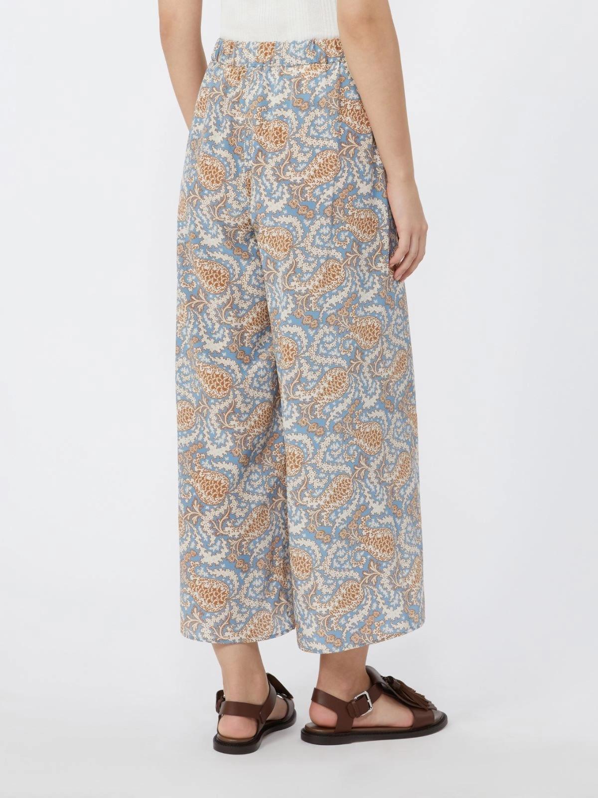 Pantalone in crêpe de Chine stampata - AZZURRO<BR/> WKDNIRVANA 011 WEEKEND 
