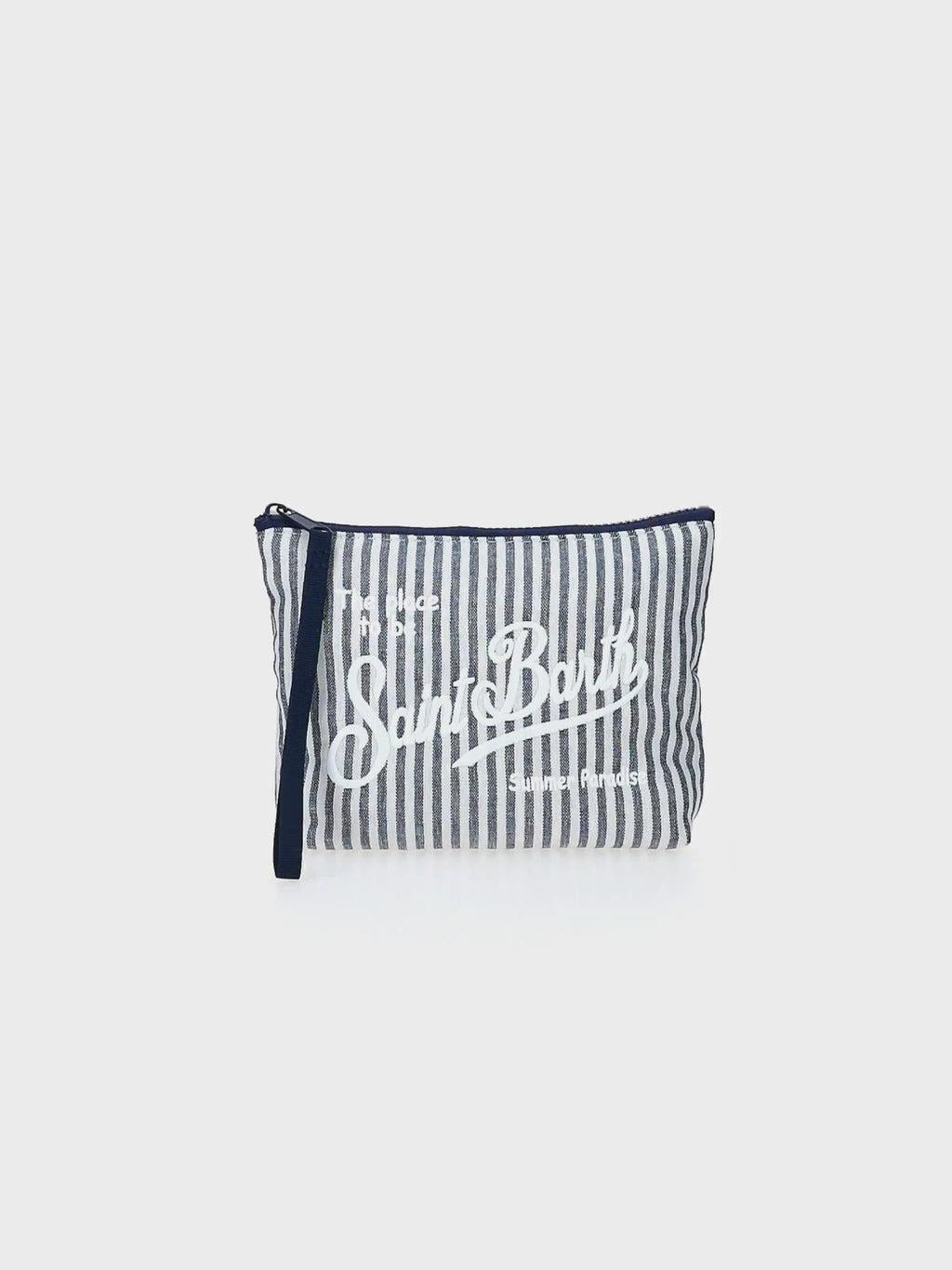 Pochette Aline soft in cotone lino con stampa a righe