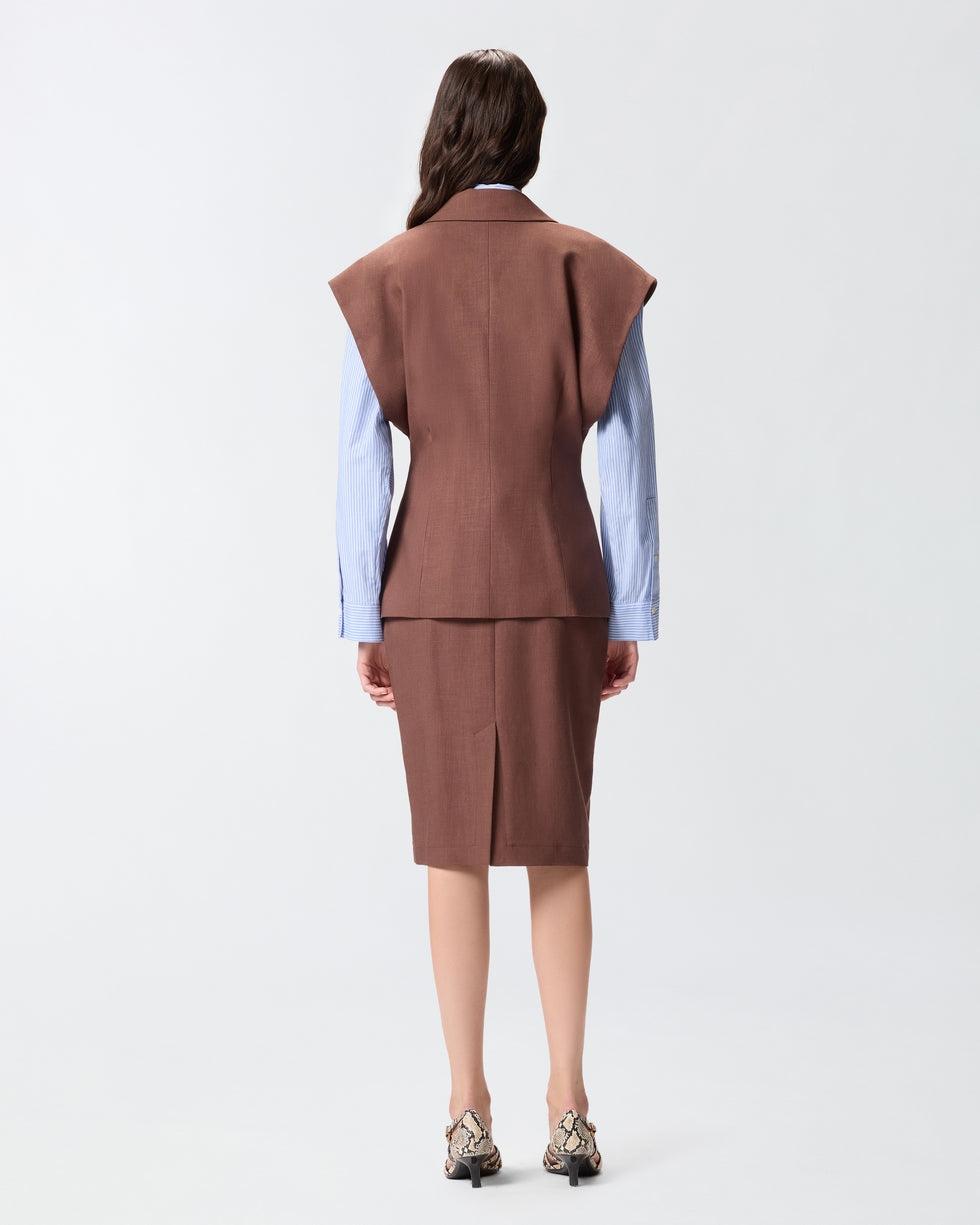 Giacca smanicata effetto rustico<BR/> 106509A2W6 L78 PINKO 