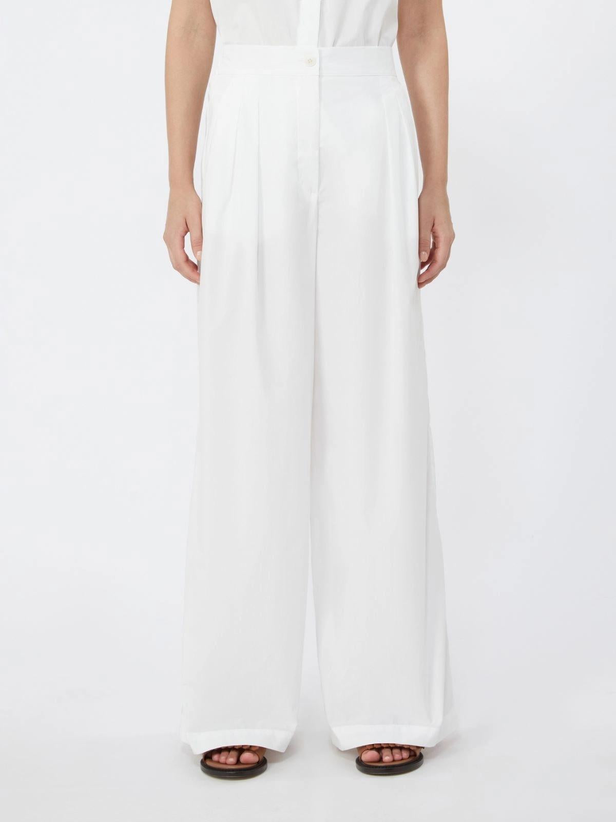 Pantalone ampio in popeline di cotone - BIANCO<BR/> WKDBENDA 004 WEEKEND 