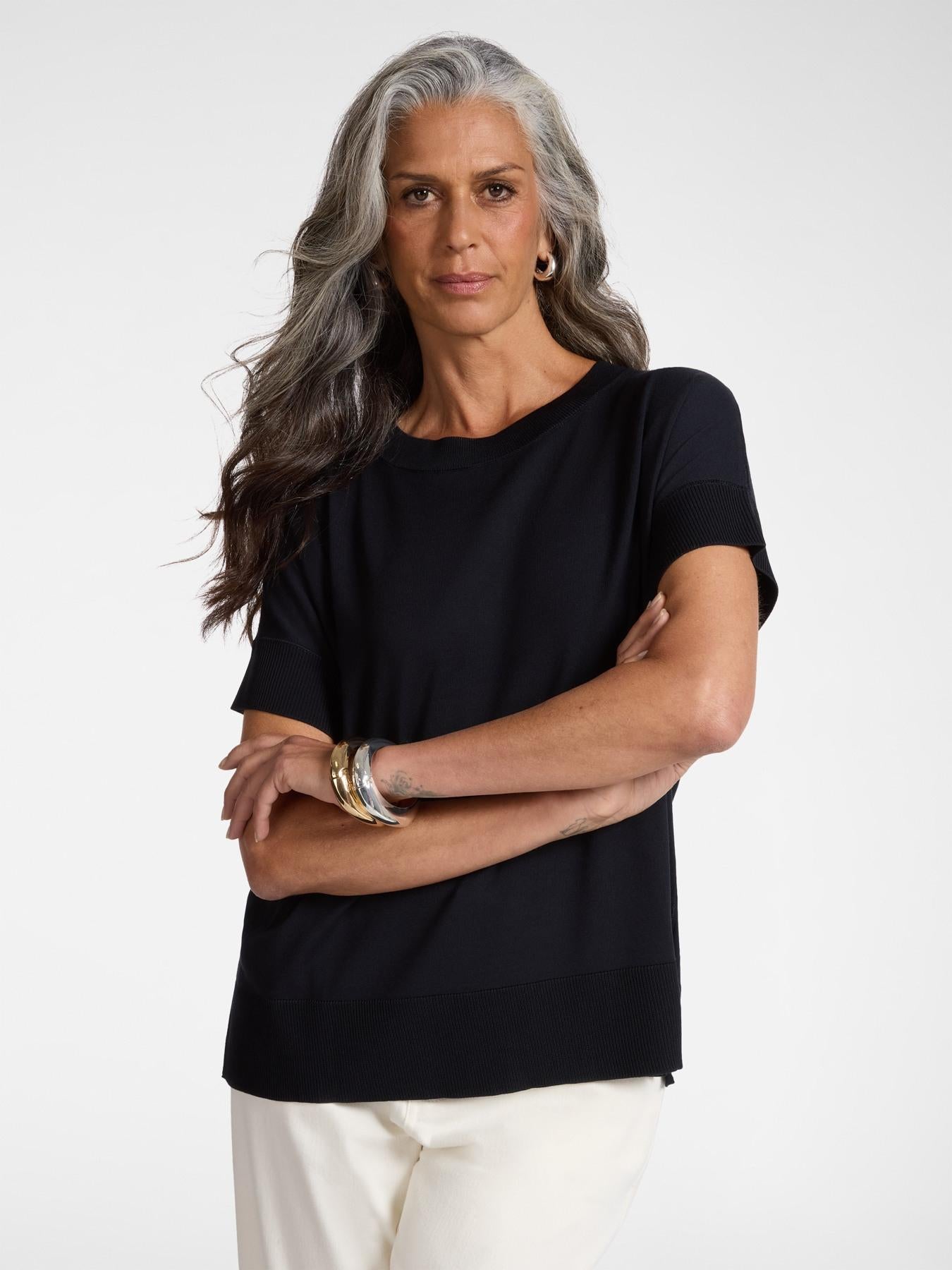 Maglia maniche corte misto viscosa<BR/> M606Z000748N 34 ELENA MIRO 