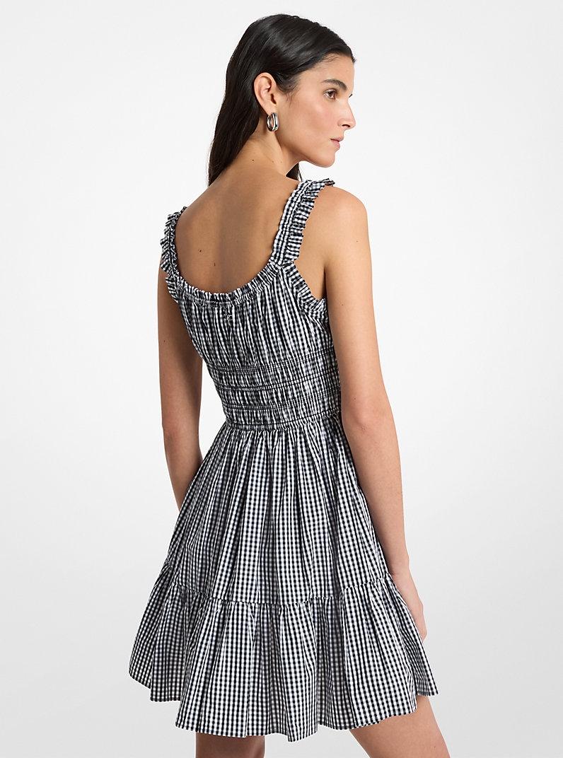 Miniabito in cotone a quadretti con arricciature<BR/> MS683DFKQP 048 MICHAEL KORS 