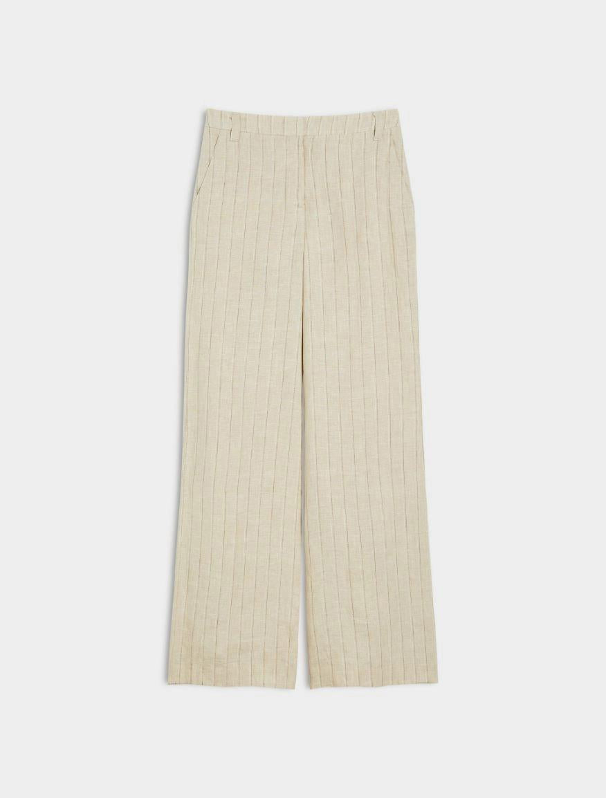 Pantaloni wide leg in puro lino