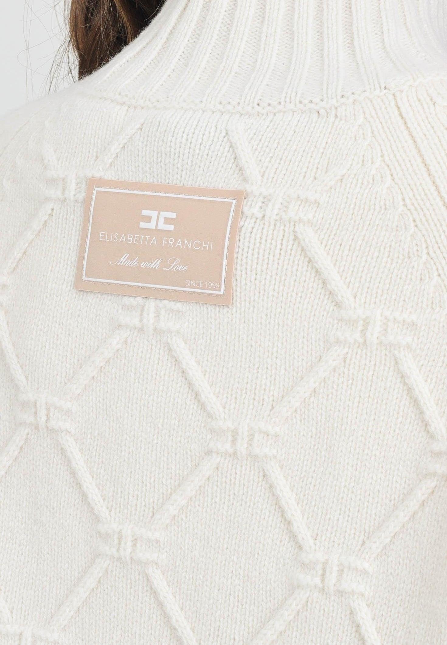 Pullover in maglia con losanghe jacquard MK55T57E2 DZ9 ELISABETTA FRANCHI 