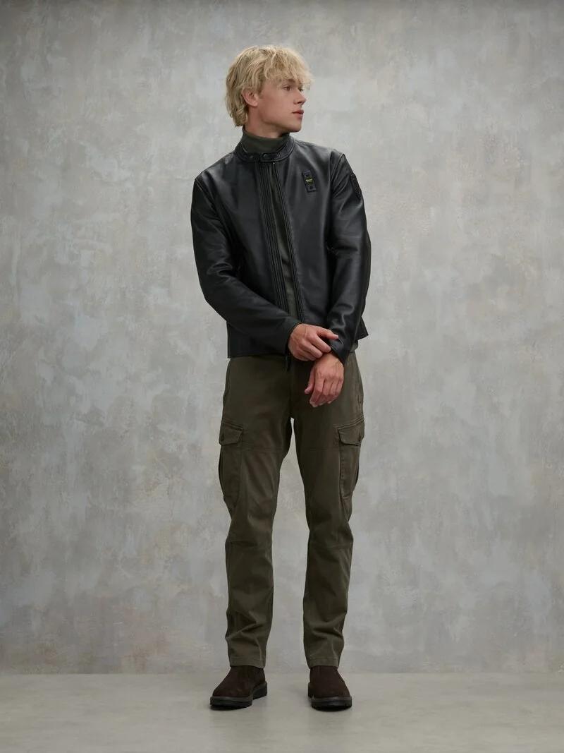 GIUBBETTO IN PELLE FODERATO RIPLEY<BR/> BLUL02318 7340/999 BLAUER 