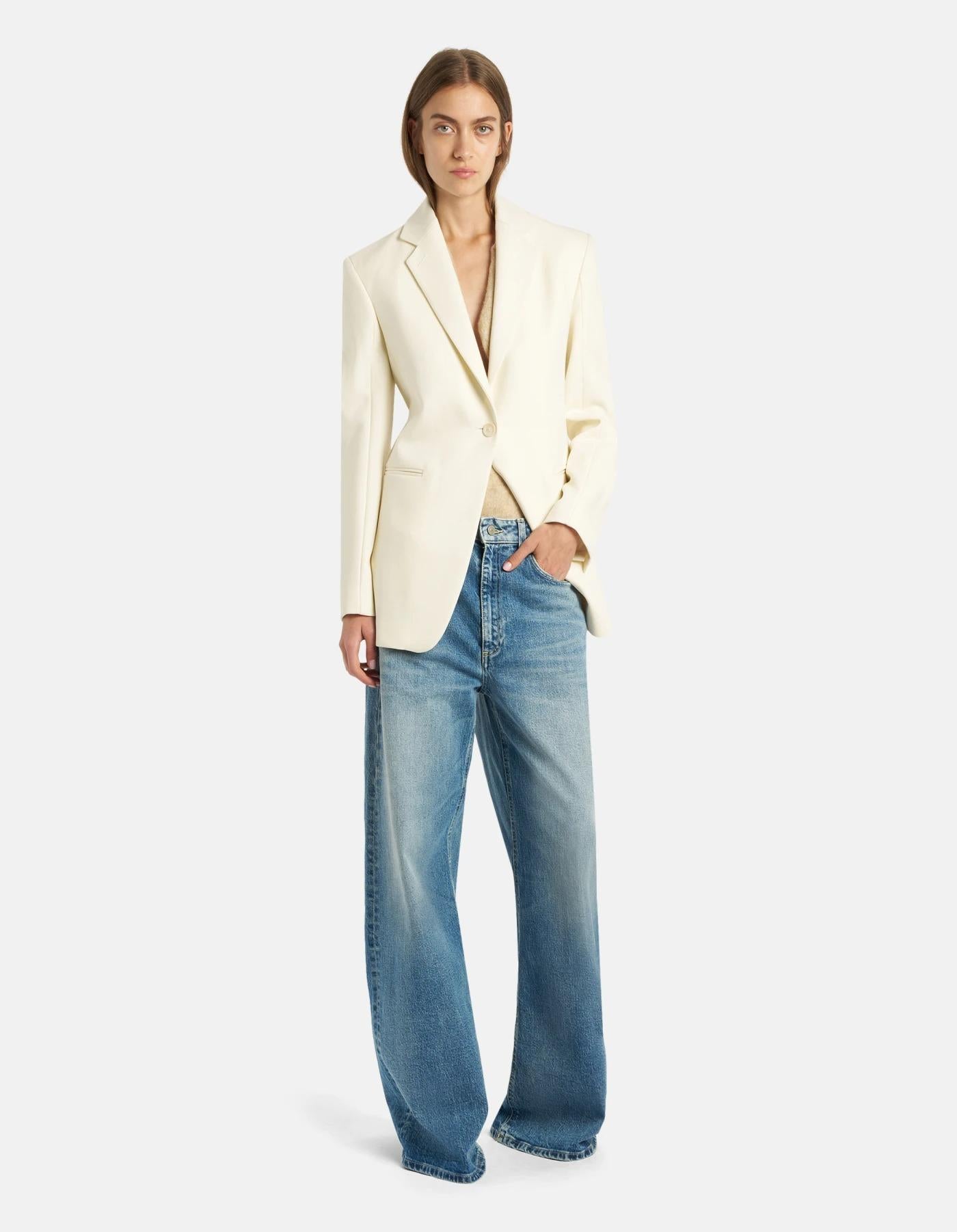 Jeans Beatrix wide leg in denim stretch riciclato<BR/> DP828DSH371LO3 800 DONDUP 