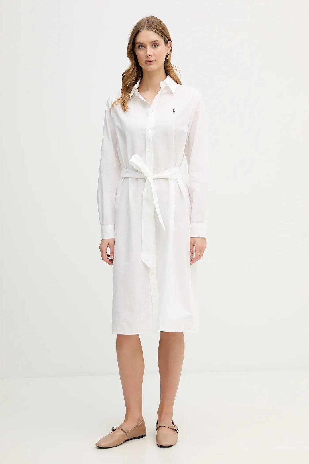 Abito Midi in misto lino e cotone 211B18781 001 RALPH LAUREN 
