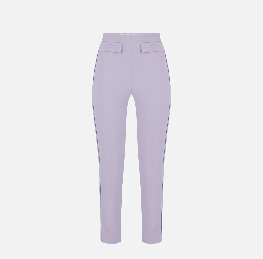 Pantaloni in doppio crêpe stretch con logo ricamato PA17061E2 EV7 ELISABETTA FRANCHI 
