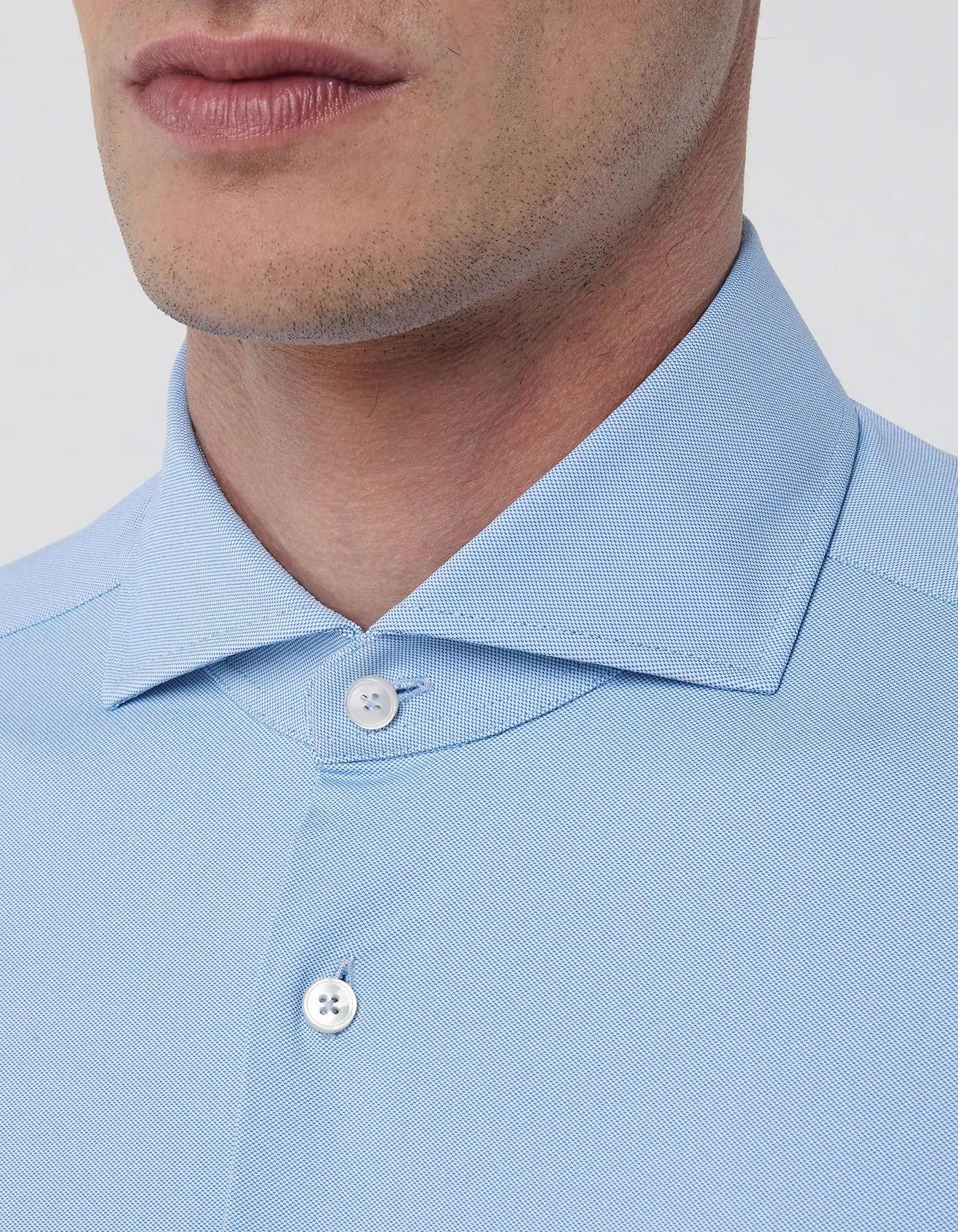 Camicia Collo francese Tinta Unita Armaturato Celeste scuro