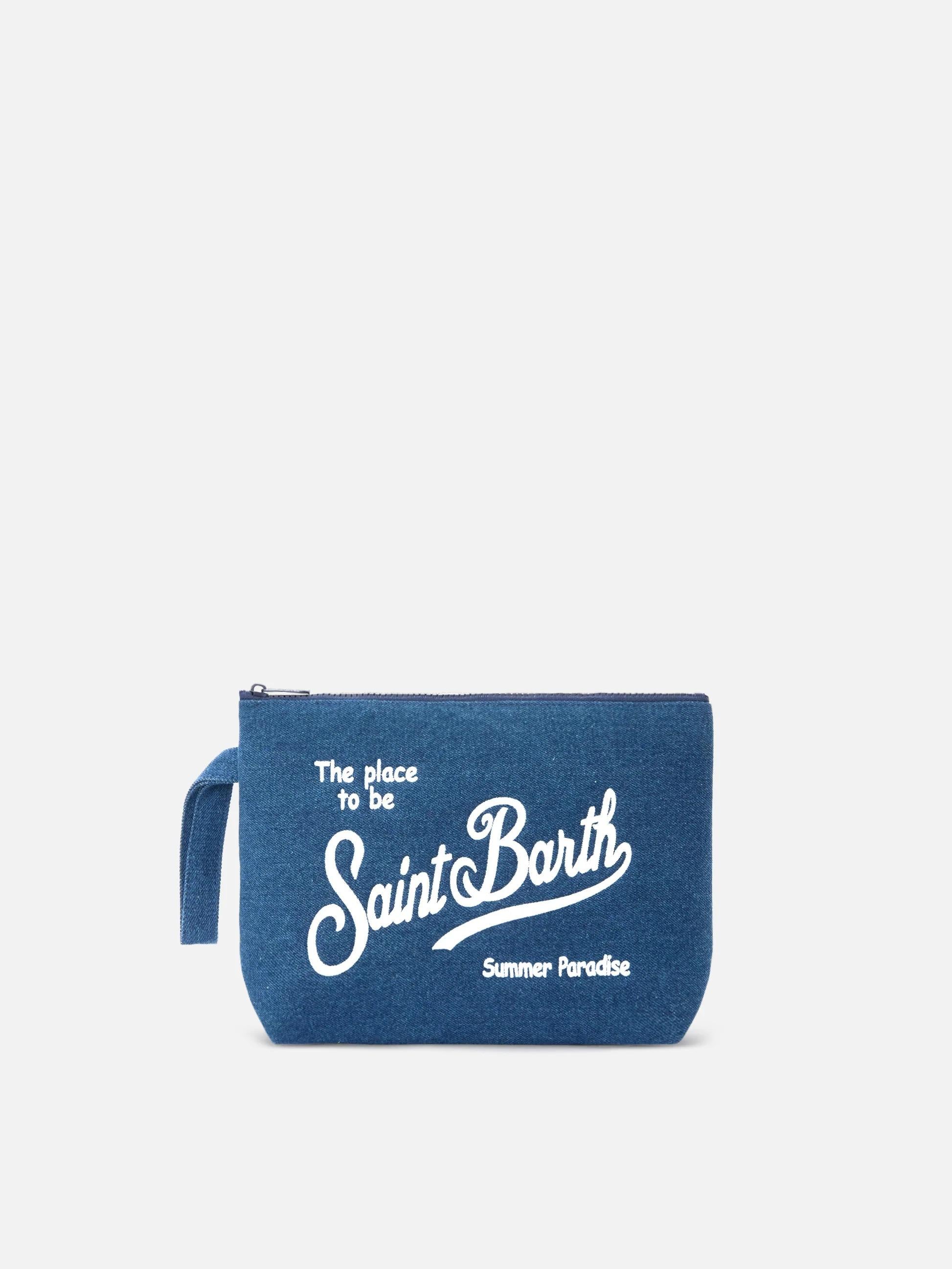 Pochette Aline in effetto denim blu scuro<BR/> ALI0017 00436L MC2 SAINT BARTH 