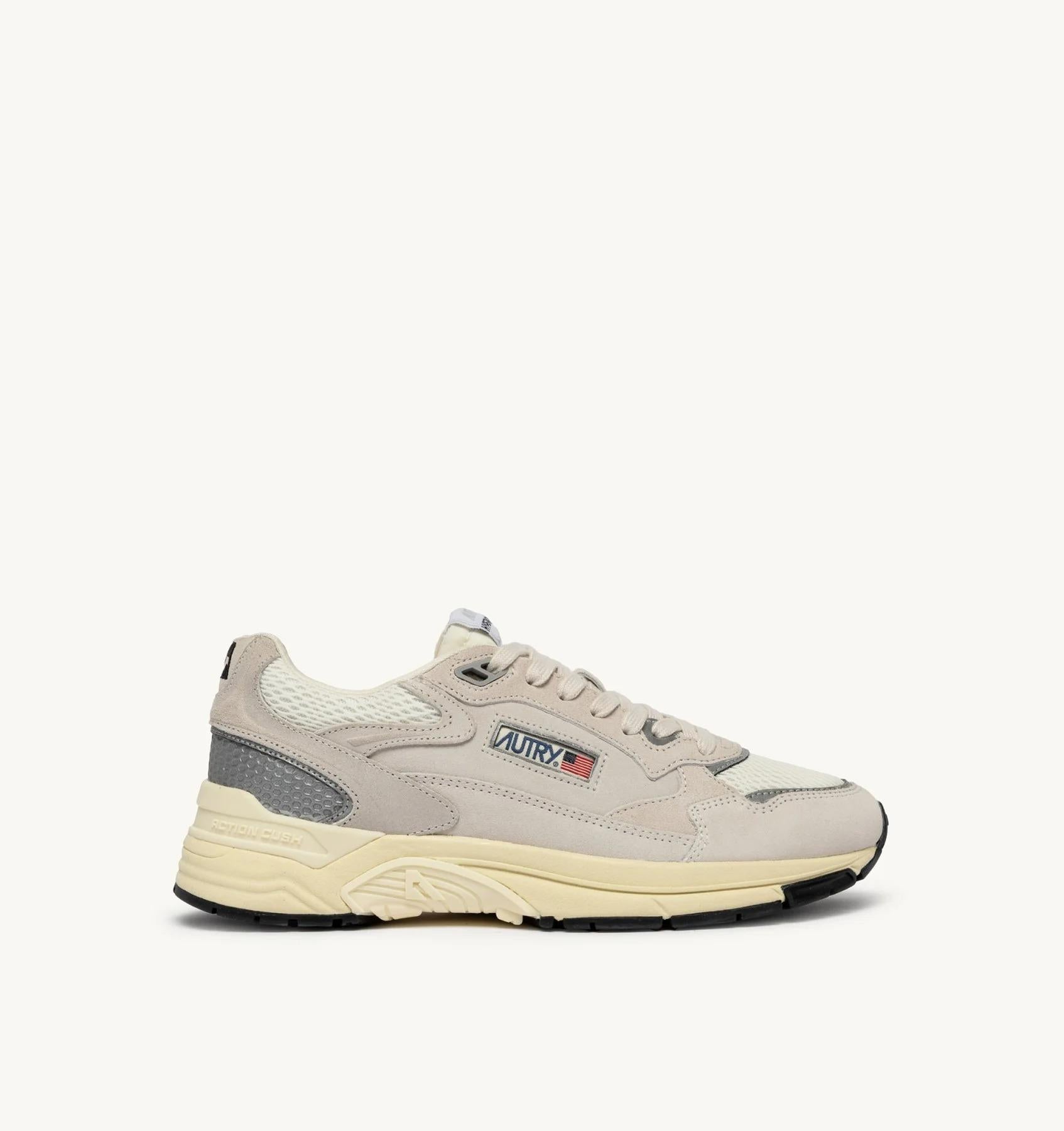 SNEAKERS HYPERWAY IN MESH E SUEDE BIANCO E ARGENTO<BR/> HYLW UM18 AUTRY ACTION SHOES 