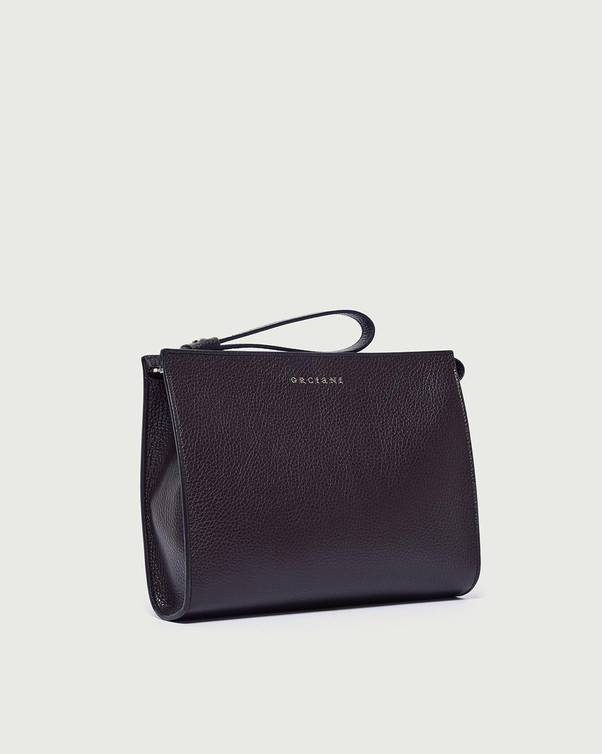 Pouch Micron in pelle con polsiera<BR/> SU0127MIC EBANO ORCIANI 