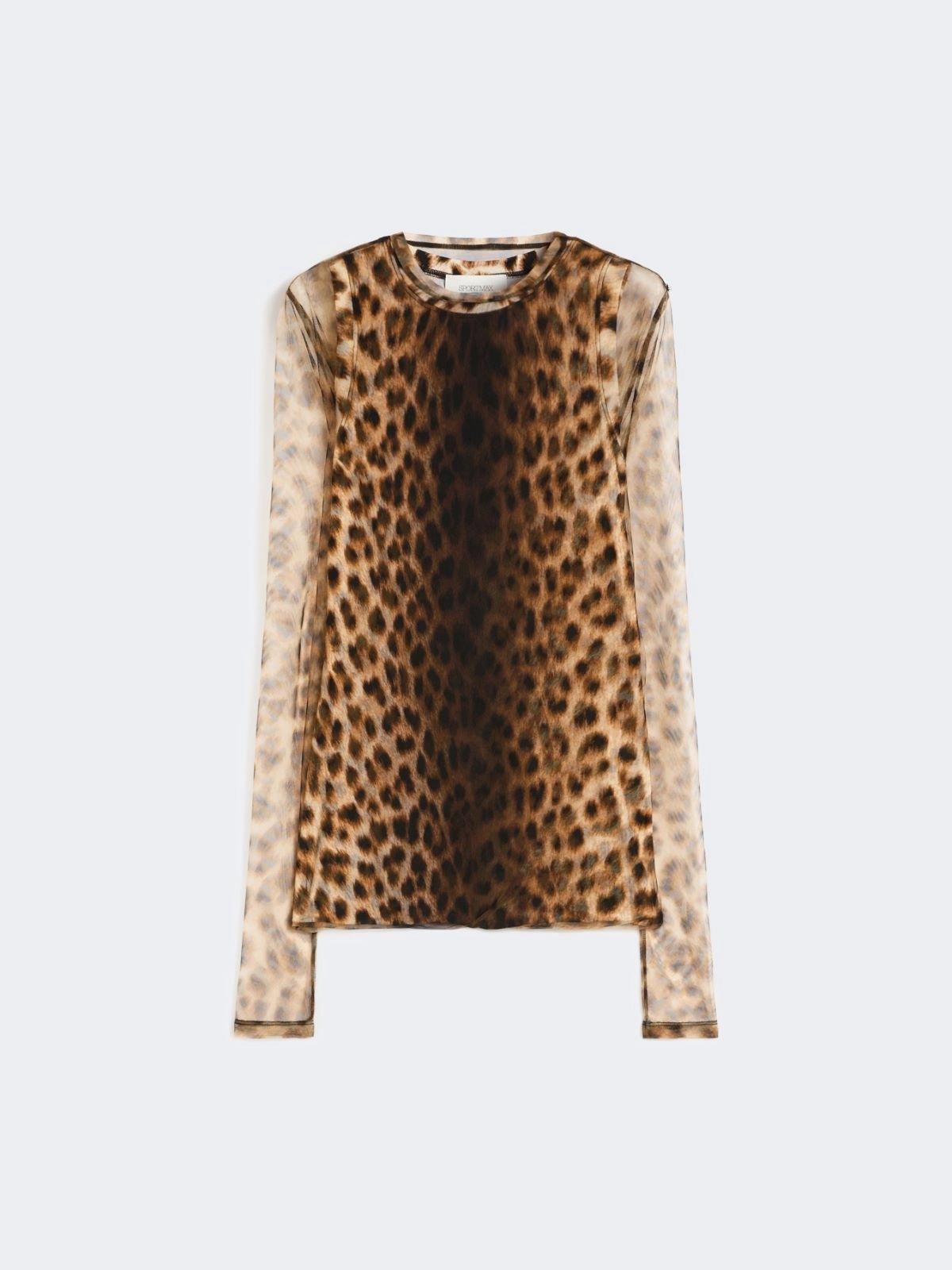 Top bi-materiale animalier - Marrone beige<BR/> SPXZEBU 001 SPORTMAX 