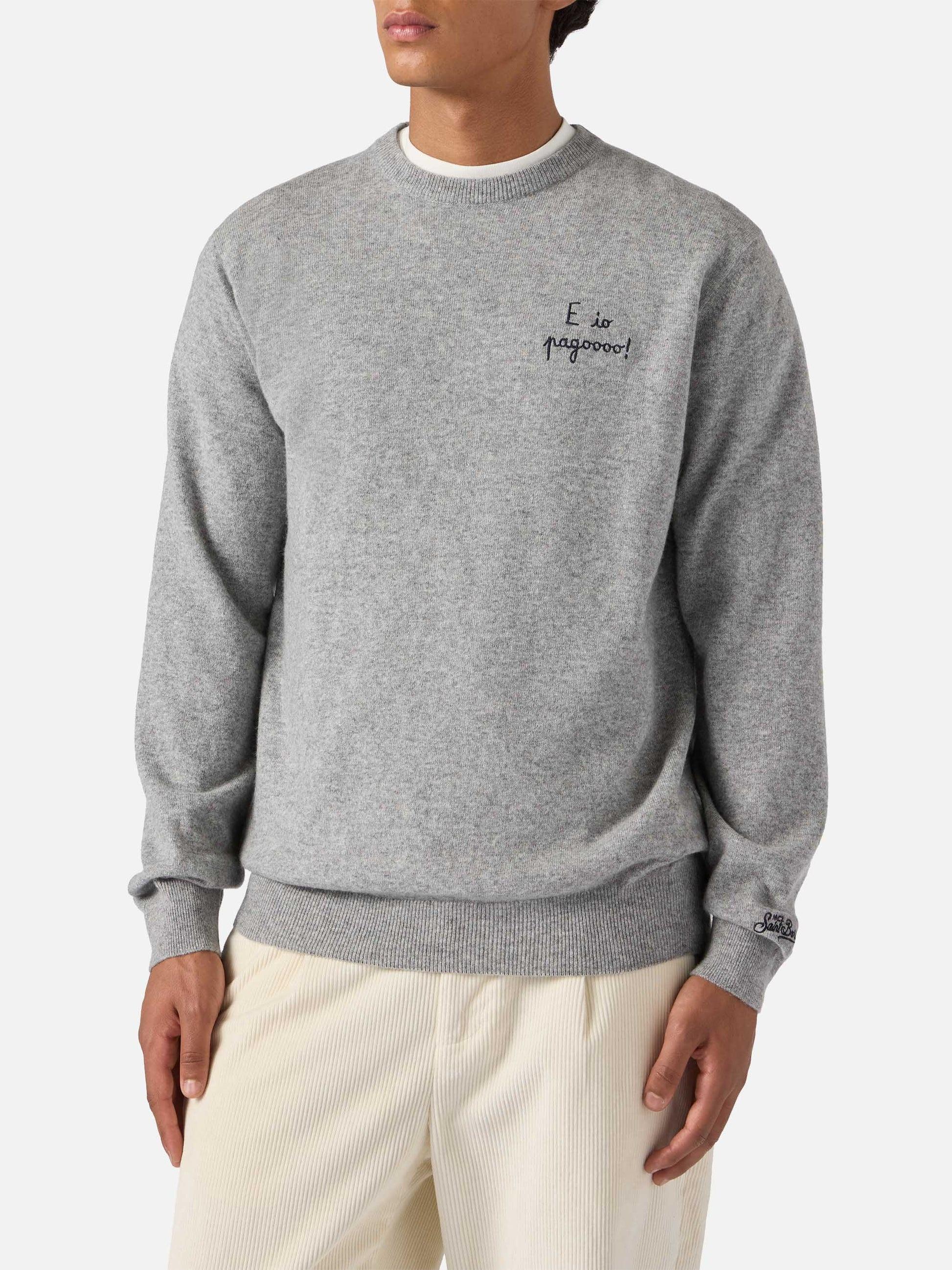 Maglione a girocollo Heron Light con ricamo E io pagooo | YUPPIES SPECIAL EDITION<BR/> HER0024 03430I MC2 SAINT BARTH 