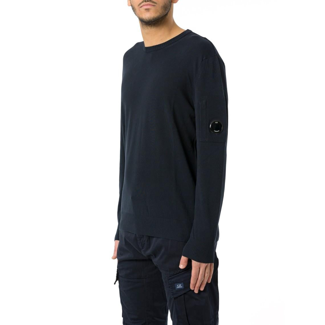 Maglia uomo in crepe di cotone girocollo con lenti
