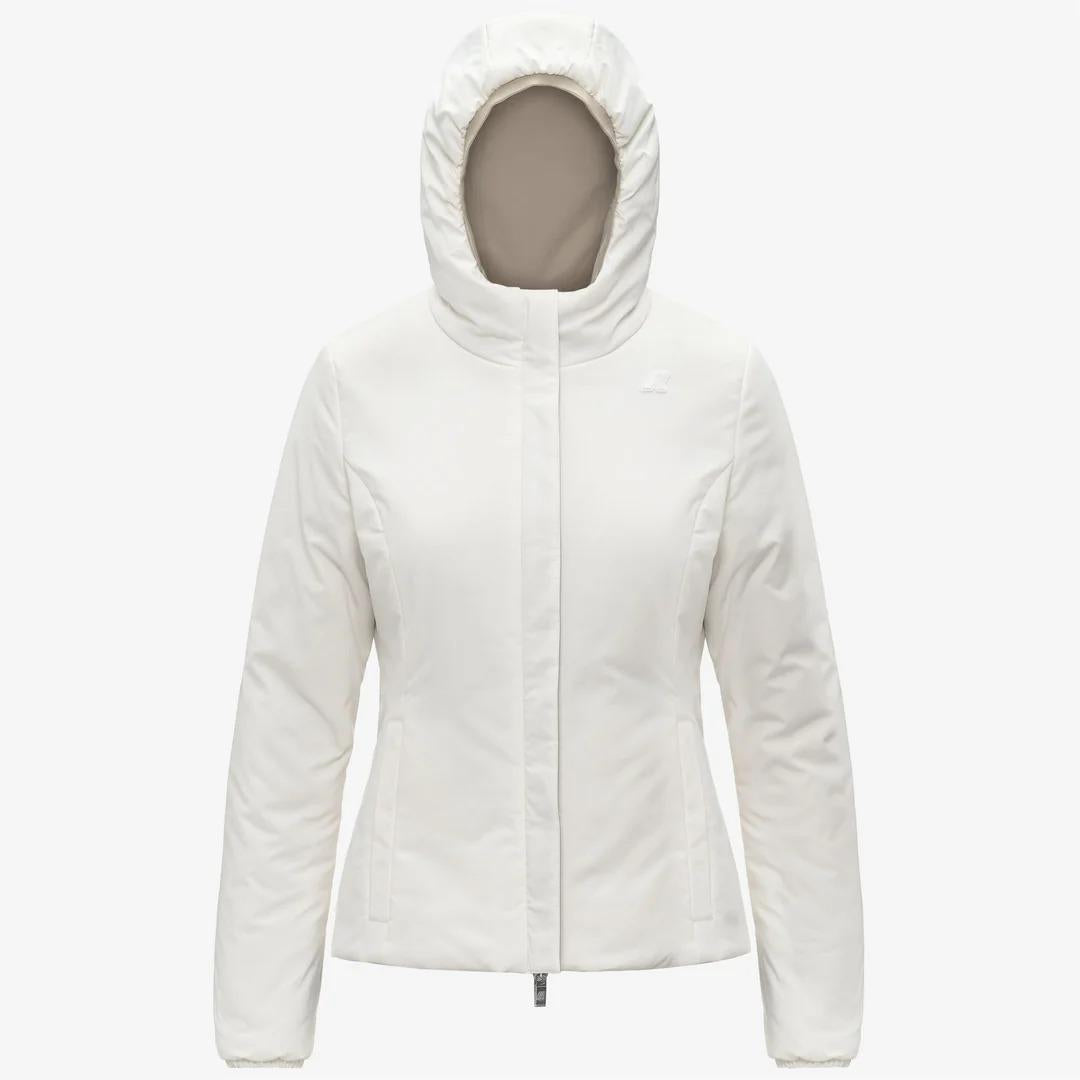 LILY ST WARM REVERSIBLE<BR/>BEIGE CASHMERE-WHITE GARDENIA<BR/>Giacca corta impermeabile reversibile da donna K6128TW BBA K-WAY 