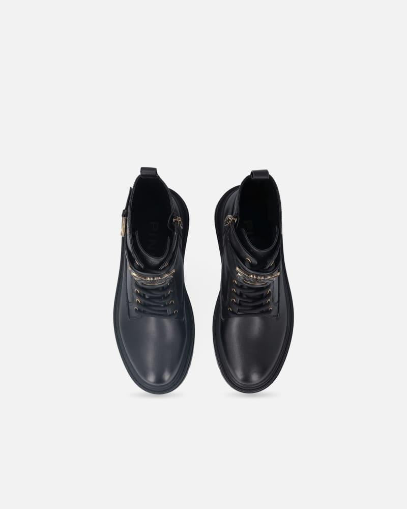 Anfibi in pelle con cinturino logato davanti<BR/><BR/> SD0147P001 Z99 PINKO 