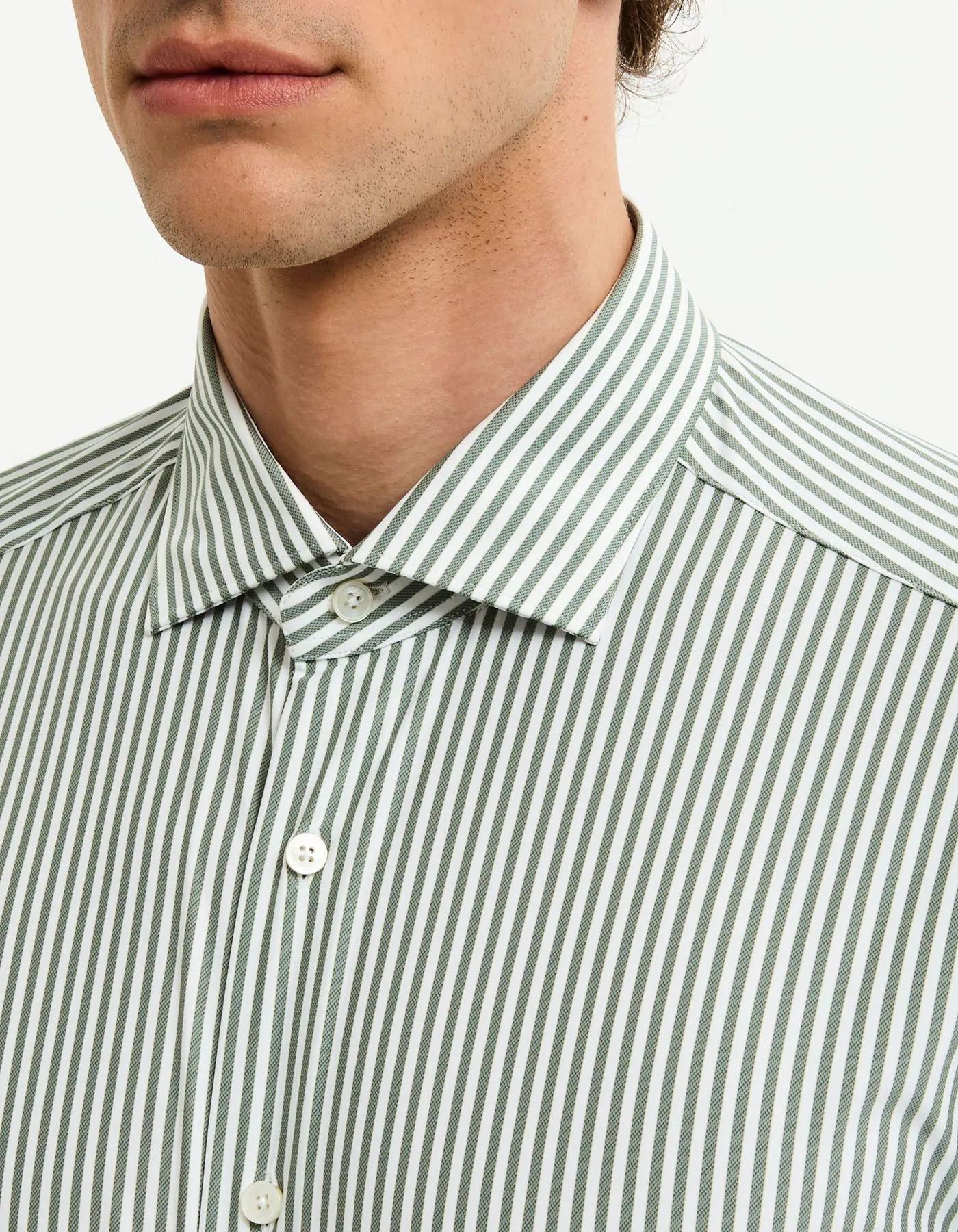 Camicia Collo francese piccolo Righe Armaturato Verde salvia<BR/> ACT53191609 003 XACUS 