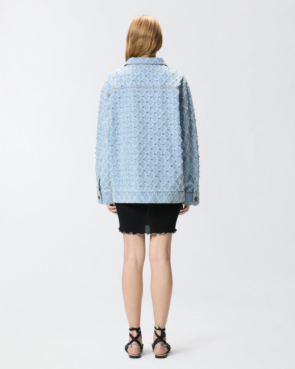 Giubbino in denim con disegno rombi e strass<BR/> 106246A32N PJE PINKO 
